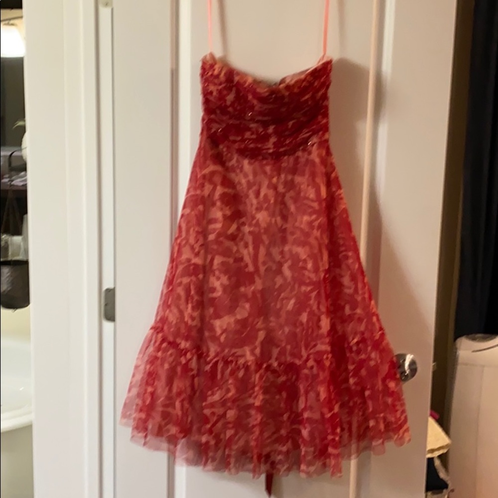 BCBG maxazaris midi length beaded red dress.